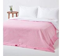 (Pink, 150 x 200 cm) Cotton Gingham Check Throw