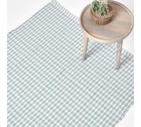 Homescapes Cotton Gingham Check Rug Hand Woven Blue White, 70 X 120 Cm