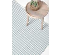 Cotton Gingham Check Rug Hand Woven Homescapes Blue 110cm x 170cm