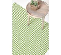 Homescapes Cotton Gingham Check Rug Hand Woven In Green Green 60cm x 90cm
