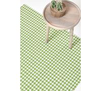 Homescapes Cotton Gingham Check Rug Hand Woven in Green | Size: 60 cm x 90 cm Homescapes Green 60 cm x 90 cm