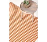 Homescapes Rug - Cotton Gingham Check, Hand Woven - Orange, 110 x 170 cm
