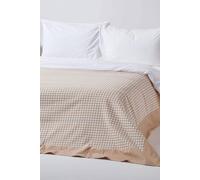 Homescapes Cotton Gingham Check Throw In Beige Beige