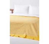 Cotton Gingham Check Throw Homescapes Yellow 150cm x 200cm