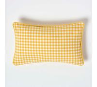 Homescapes Cotton Gingham Check Yellow Cushion Cover, 30 X 50 Cm