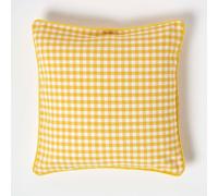 Homescapes Cotton Gingham Check Yellow Cushion Cover, 45 X 45 Cm