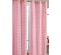 HOMESCAPES Pink Gingham Check Eyelet Curtain Pair 100% Cotton 137cm (54”) Wide x 228cm (90”) Drop