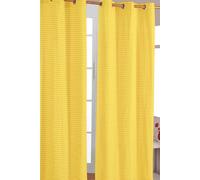 HOMESCAPES Yellow Gingham Check Eyelet Curtain Pair 100% Cotton 117cm (46”) Wide x 137cm (54”) Drop