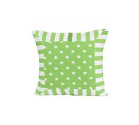 Homescapes Cotton Green Stripe Border And Stars Cushion Cover Green