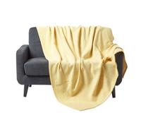 HOMESCAPES Yellow Throw 100% Cotton 150 x 200 cm Cosy Throw for Sofa or Bed “Halden” Chevron Blanket Herringbone Geometric Pattern Bedspread