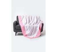 Homescapes Cotton Pink Heart Decorative Sofa Throw