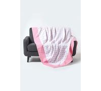 Homescapes Cotton Heart Decorative Sofa Throw in Pink | Size: 150 cm x 200 cm Homescapes Pink 150 cm x 200 cm