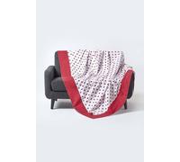 Homescapes Cotton Heart Decorative Sofa Throw In Red