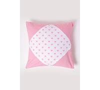 Homescapes Cotton Hearts And Polka Dots Cushion Cover In Pink Pink 45cm x 45cm