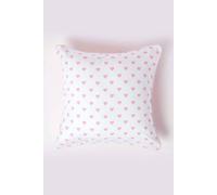 HOMESCAPES - 100% Cotton - Love Hearts - Cushion Cover - 45 x 45 cm Square - 18 x 18 Inches - Pink White - 100% Cotton Sofa Pillow Cushion Cover - Washable