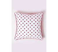 Homescapes Cotton Red Hearts Cushion Cover, 30 X 30 Cm