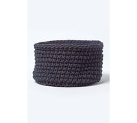 Homescapes Cotton Knitted Round Storage Basket, 37 X 21 Cm In Black Black S