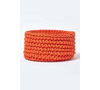 Homescapes Cotton Knitted Round Storage Basket, 37 X 21 Cm In Burnt Orange Burnt Orange S