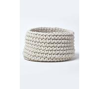 Homescapes Cotton Knitted Round Storage Basket, 37 X 21 Cm In Natural Natural One Size
