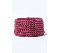 Homescapes Cotton Knitted Round Storage Basket, 37 X 21 Cm In Plum Plum S