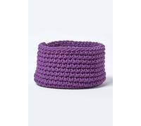 Homescapes Cotton Knitted Round Storage Basket, 37 X 21 Cm In Purple Purple S