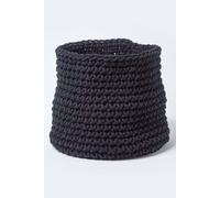 Homescapes Black Cotton Knitted Round Storage Basket, 42 X 37 Cm