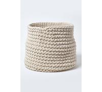 Homescapes Cotton Knitted Round Storage Basket, 42 X 37 Cm In Natural Natural One Size
