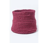 Homescapes Cotton Knitted Round Storage Basket, 42 X 37 Cm In Plum Plum One Size
