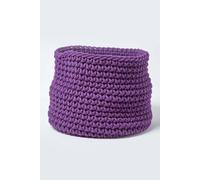 Homescapes Cotton Knitted Round Storage Basket, 42 X 37 Cm In Purple Purple