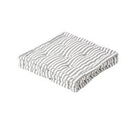 Homescapes Cotton Light Grey Thin Stripe Floor Cushion, 40 X 40 Cm