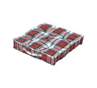 Homescapes Cotton Macduff Tartan Floor Cushion in Red | Size: 40 cm x 40 cm Homescapes Red 40 cm x 40 cm