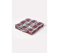 Homescapes Cotton Macduff Tartan Floor Cushion In Red Red 50cm x 50cm