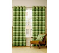 Cotton Morocco Striped Curtain Pair Homescapes Green 167cm width x 228cm drop