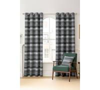 (W 167cm x Drop 228cm, Grey) Cotton Morocco Striped Curtains