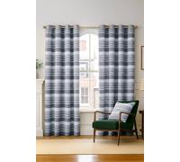 Homescapes Cotton Morocco Striped Curtain Pair In Light Grey Light Grey 167cm width x 183cm drop