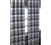 (W 167cm x Drop 228cm, Monochrome) Cotton Morocco Striped Curtains