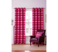Cotton Morocco Striped Curtain Pair Homescapes Pink 117cm width x 137cm drop