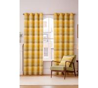 Homescapes Cotton Morocco Striped Curtain Pair In Yellow Yellow 167cm width x 183cm drop
