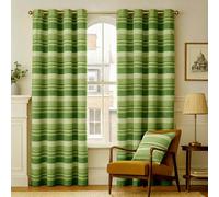 Homescapes Cotton Morocco Striped Curtain Pair - Green / 182cm