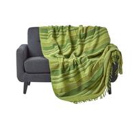 (225 x 255 cm, Green) Cotton Morocco Striped Throw