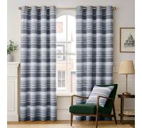 Homescapes Cotton Morocco Striped Monochrome Curtain Pair, 66 X 90" Drop