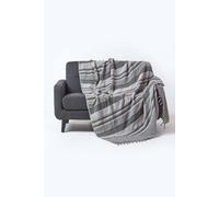 Homescapes Cotton Morocco Striped Grey Throw, 225 X 255 Cm