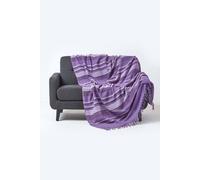 Homescapes Pure Cotton Stripe Throw/Sofa Throw from the Stripes Collection, Fabric, violet, 150 x 200 cm