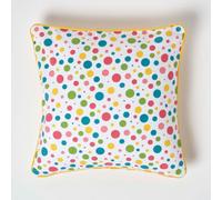 HOMESCAPES - 100% Cotton - Polka Dots - Cushion Cover - 45 x 45 cm Square - 18 x 18 Inches - Multi Colour Orange Red Blue Yellow - 100% Cotton Sofa Pillow Cushion Cover - Washable