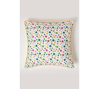 HOMESCAPES - 100% Cotton - Polka Dots - Cushion Cover - 45 x 45 cm Square - 18 x 18 Inches - Multi Colour Orange Red Blue Yellow - 100% Cotton Sofa Pillow Cushion Cover - Washable