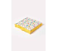 HOMESCAPES - Polka Dots Multi - 100% Cotton - Large Floor Cushion - Green Pink Blue White - 50 x 50 x 10 cm Square - Indoor - Garden - Dining Chair Booster - Seat Pad Cushion.