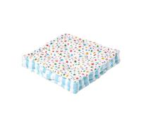 HOMESCAPES - Star Multi - 100% Cotton - Floor Cushion - Blue Orange White - 40 x 40 x 8 cm Square - Indoor - Garden - Dining Chair Booster - Seat Pad Cushion