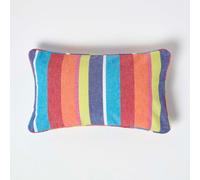 Homescapes Cotton Multi Coloured Stripe Cushion Cover, 30 X 50 Cm
