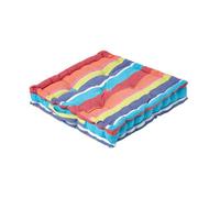 Homescapes Cotton Multicoloured Stripe Floor Cushion, 40 X 40 Cm