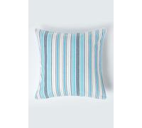 HOMESCAPES - 100% Cotton - New England Striped Large Cushion Cover - 60 x 60 cm Square - 24 x 24 Inches - Blue Navy White - 100% Cotton Sofa Pillow Cushion Cover- Washable